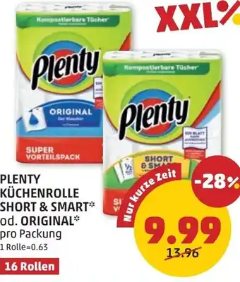 PENNY Plenty küchenrolle short & smart od. original Angebot