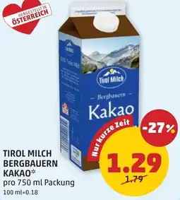 PENNY Tirol milch Bergbauern Kakao Angebot
