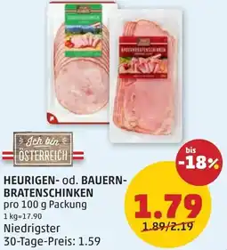 PENNY Heurigen od. Bauern Bratenschinken Angebot