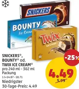 PENNY Snickers, Bounty od. Twix Ice Cream Angebot
