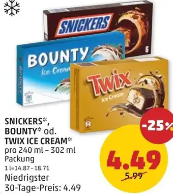PENNY Snickers, Bounty od. Twix Ice Cream Angebot