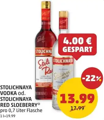 PENNY Stolichnaya vodka od. stolichnaya red sloeberry Angebot