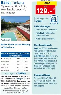 Lidl Reisen Italien Toskana Eigenanreise Angebot