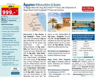 Lidl Reisen Ägypten Nilkreuzfahrt & Baden Angebot