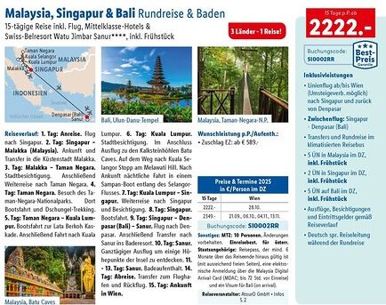 Lidl Reisen Malaysia, Singapur & Bali Rundreise & Baden Angebot