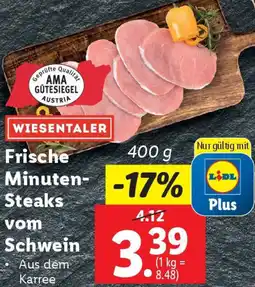 Lidl WIESENTALER Frische Minuten Steaks vom Schwein Angebot