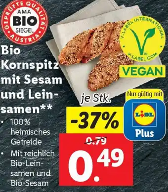 Lidl Bio Kornspitz mit Sesam und Leinsamen Angebot