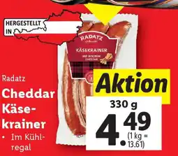 Lidl Radatz Cheddar Käsekrainer Angebot