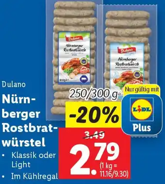 Lidl Dulano Nürnberger Rostbrat würstel Angebot
