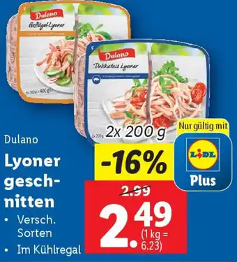 Lidl Dulano Lyoner geschnitten Angebot