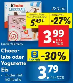 Lidl Kinder Ferrero Chocolate oder Yogurette Eis Angebot
