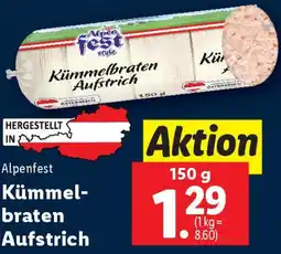 Lidl Alpenfest Kümmelbraten Aufstrich Angebot