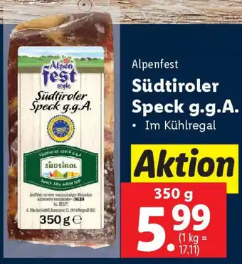 Lidl Alpenfest Südtiroler Speck g.g.A. Angebot