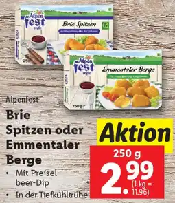 Lidl Alpenfest Brie Spitzen oder Emmentaler Berge Angebot