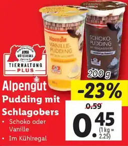 Lidl Alpengut Pudding mit Schlagobers Angebot