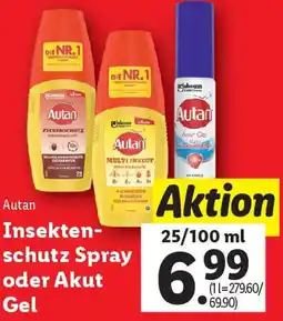 Lidl Autan Insektenschutz Spray oder Akut Gel Angebot