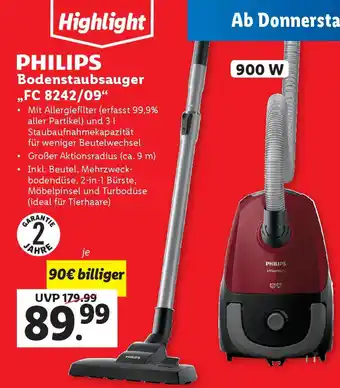 Lidl PHILIPS Bodenstaubsauger FC 8242/09 Angebot