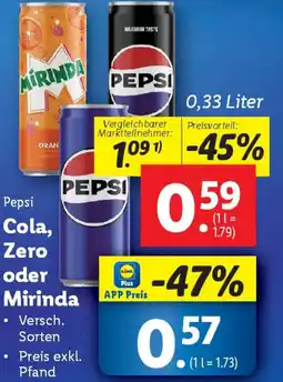 Lidl Pepsi Cola, Zero oder Mirinda Angebot