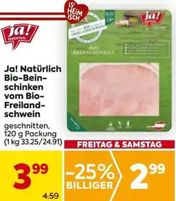 Billa Ja! Natürlich Bio Beinschinken vom Bio Freilandschwein Angebot