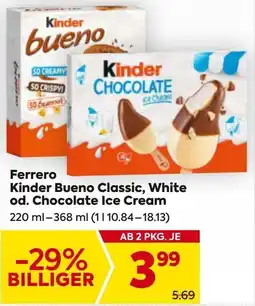 Billa Ferrero Kinder Bueno Classic, White od. Chocolate Ice Cream Angebot