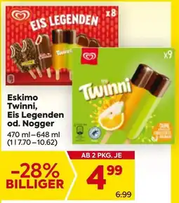 Billa Eskimo Twinni, Eis Legenden od. Nogger Angebot