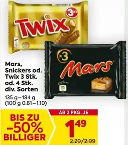 Billa Mars, Snickers od. Twix Angebot