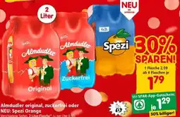 Interspar Almdudler original, zuckerfrei oder NEU: Spezi Orange Angebot