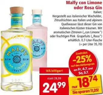 Interspar Malfy con Limone oder Rosa Gin Angebot