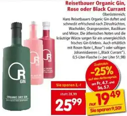 Interspar Reisetbauer Organic Gin, Rose oder Black Currant Angebot
