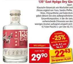Interspar 135° East Hyogo Dry Gin Angebot