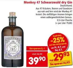 Interspar Monkey 47 Schwarzwald dry Gin Angebot