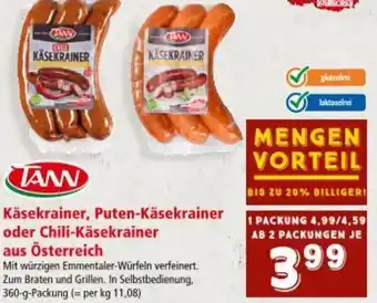 Interspar Käsekrainer, Puten-Käsekrainer oder Chili-Käsekrainer aus Österreich Angebot