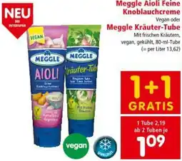 Interspar Meggle Aioli Feine Knoblauchcreme Vegan oder Meggle Kräuter-Tube Angebot