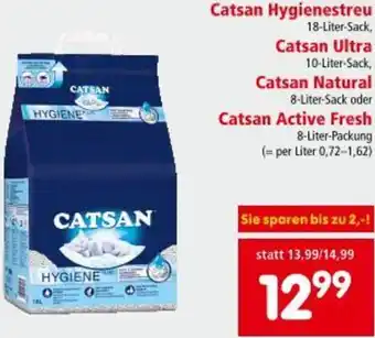 Interspar Catsan Hygienestreu, Catsan Ultra, Catsan Natural, Catsan Active Fresh Angebot