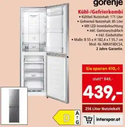 Interspar gorenje Kühl Gefrierkombi Angebot