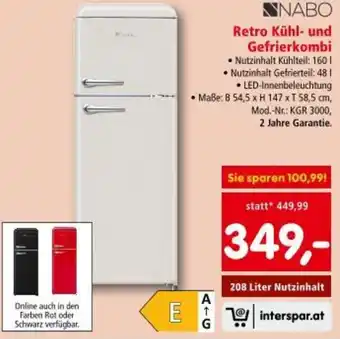 Interspar NABO Retro Kühl- und Gefrierkombi Angebot