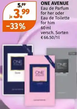 Müller ONE AVENUE Eau de Parfum for her oder Eau de Toilette for him Angebot