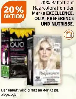 Müller auf Haarcoloration der Marke EXCELLENCE, OLIA, PRÉFÉRENCE UND NUTRISSE. Angebot