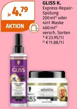 Müller GLISS K. Express Repair Spülung oder 4in1 Maske Angebot