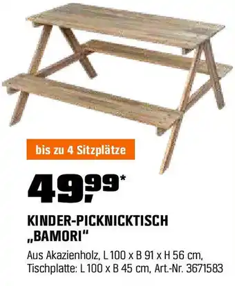 OBI Kinder picknicktisch bamori Angebot