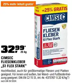OBI Cimsec fliesenkleber s1 flex stark Angebot