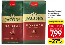 Eurospar Jacobs Monarch ganze Bohne oder gemahlen Angebot