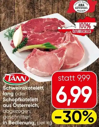 Eurospar Schweinskotelett lang oder Schopfkotelett Angebot