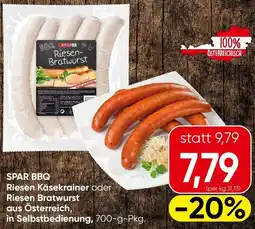 Eurospar SPAR BBQ Riesen Käsekrainer oder Riesen Bratwurst Angebot