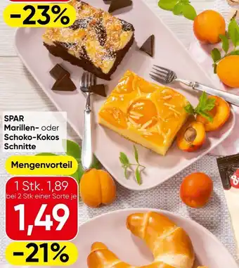 Eurospar SPAR Marillen- oder Schoko-Kokos Schnitte Angebot