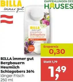 ADEG BILLA immer gut Bergbauern Heumilch Schlagobers Angebot