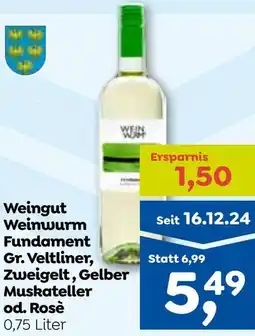 ADEG Weingut Weinwurm Fundament Gr. Veltliner, Zweigelt, Gelber Muskateller od. Rosè Angebot