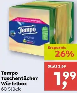 ADEG Tempo Taschentücher Würfelbox Angebot