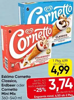 Spar Eskimo Cornetto Classico, Erdbeer oder Cornetto Mini Mix Angebot