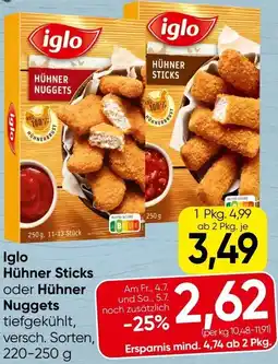 Spar Iglo Hühner Sticks oder Hühner Nuggets Angebot